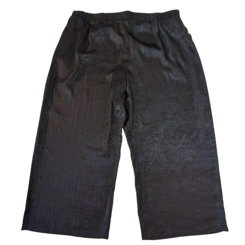 Johnny Was Wide Leg Pants NWT Womens Plus Size‎ 2X Jade Black Shimmer Evening